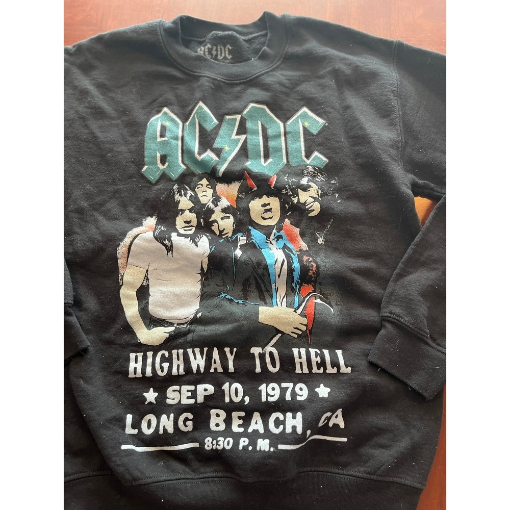 ACDC Highway‎ to Hell Long Beach 1979 Tour Concert Black Crewneck Sweatshirt